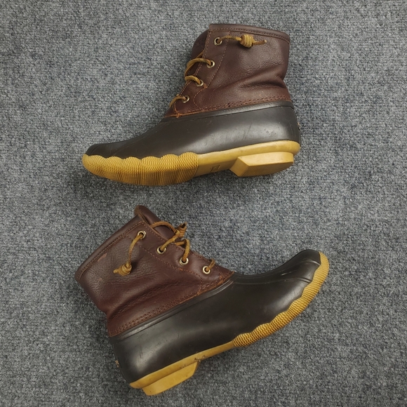Sperry Saltwater Duck Boots Womens 7 Brown Leather Rain Snow STS91176 - Picture 3 of 13